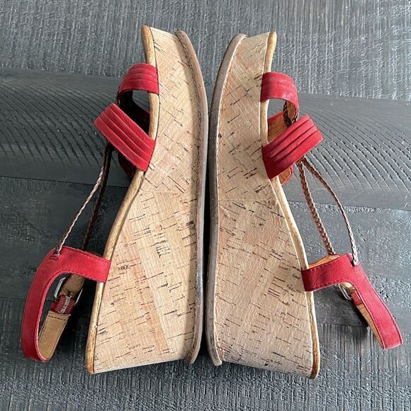 Naya Nalisha Women's Sandals Platform Wedge Cork Red Leather Size 11 - Picture 4 of 8
